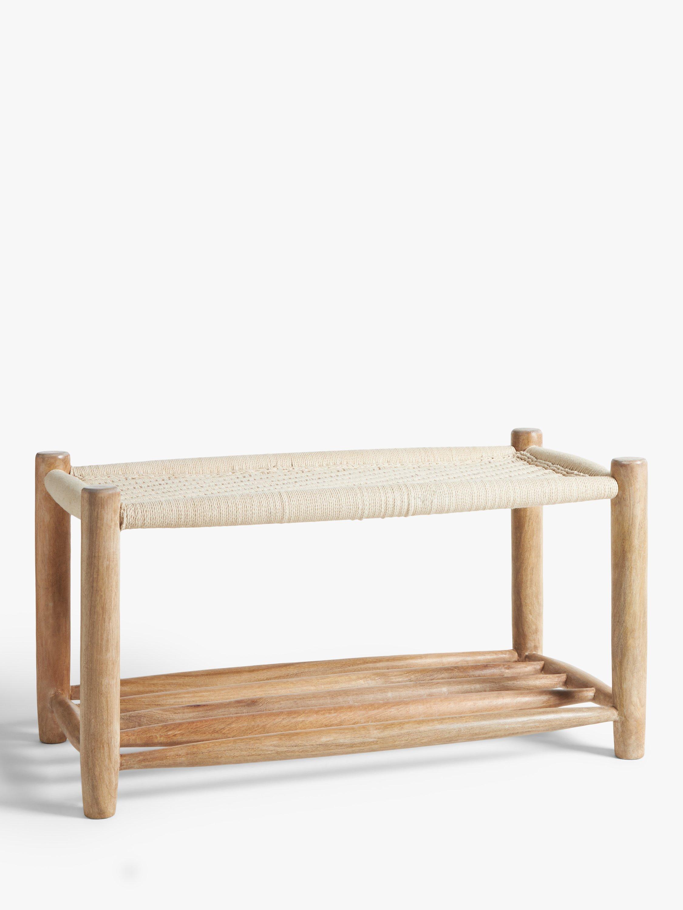 John Lewis Woven Top Shoe Bench, Natural / White