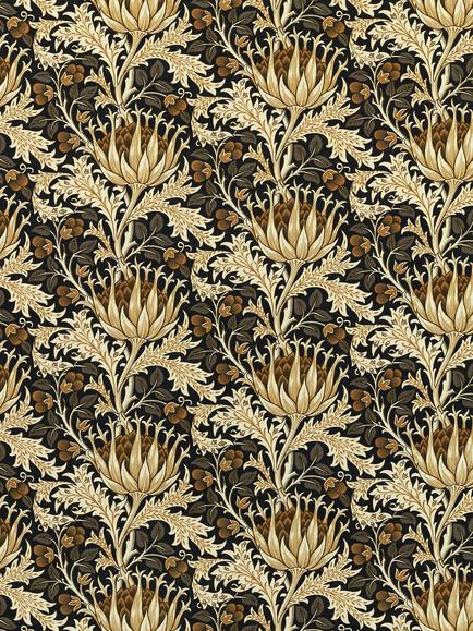 Morris & Co. Artichoke Velvet Furnishing Fabric, Midnight/Pearwood