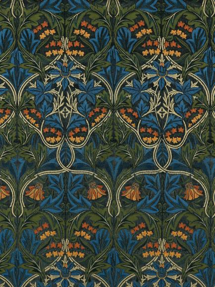 Morris & Co. Bluebell Embroidery Furnishing Fabric, Tump/Webbs Blue