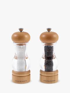 Cole & Mason Beech Wood Salt & Pepper Mills, Set of 2, Clear/Natural