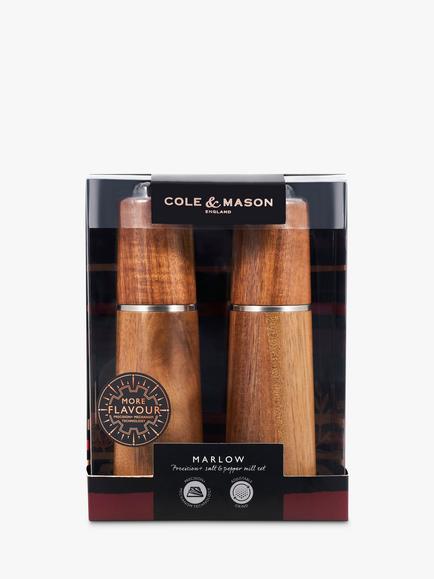 Cole & Mason Marlow Acacia Wood Salt & Pepper Mills, Set of 2, Natural - view 2, Natural