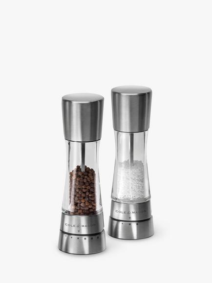 Cole & Mason Derwent Salt & Pepper Mills, Set of 2, Clear/Silver, Silver/Clear