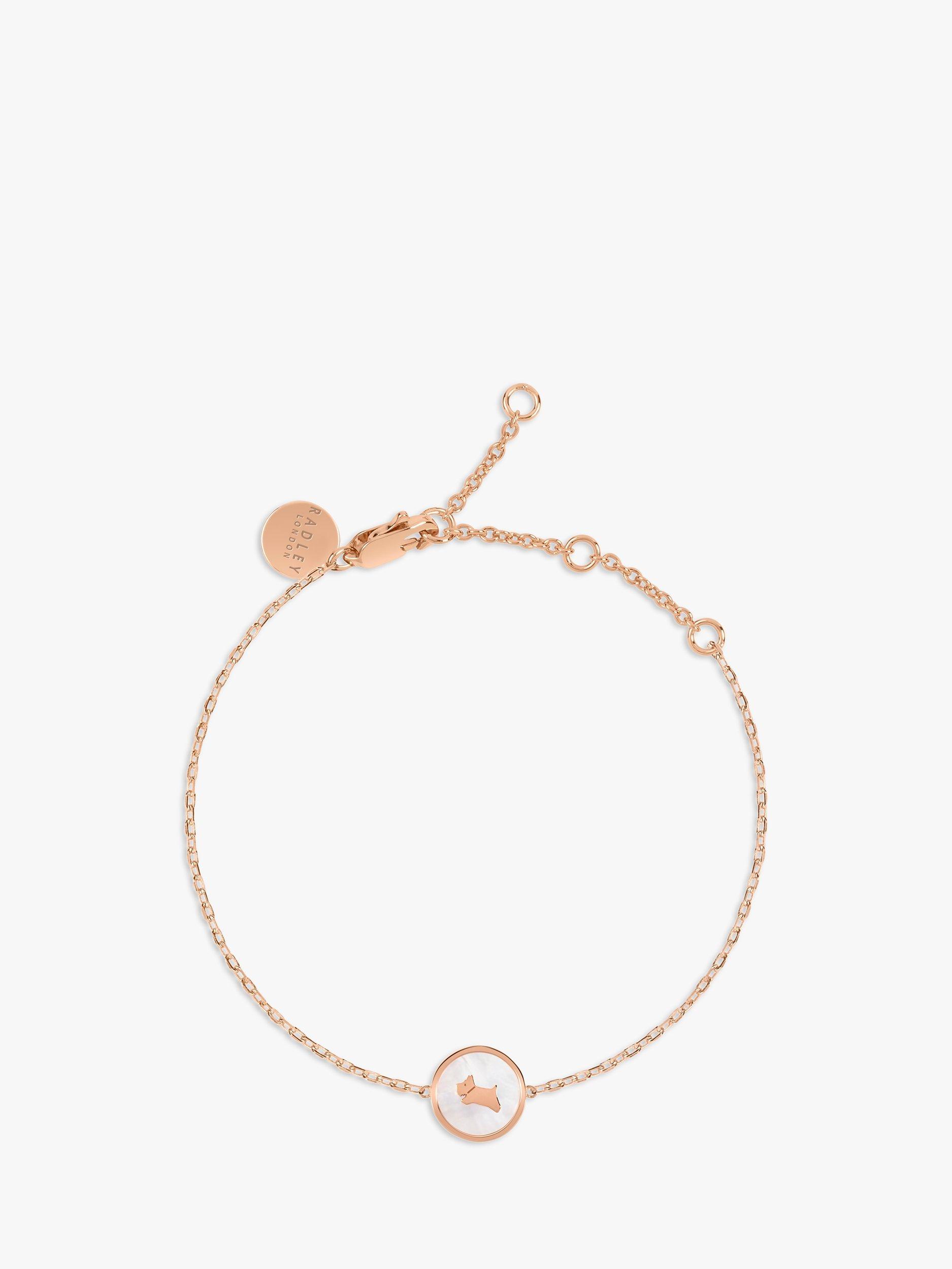 Radley Mother of Pearl Scottie Dog Disc Chain Bracelet, Rose Gold