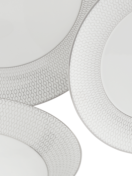 Wedgwood Gio Platinum Bone China Dinnerware Set, 12 Piece, White - view 2, White