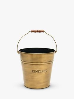 Ivyline Brass Kindling Bucket, 30cm - view 2, Brass
