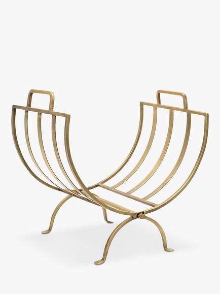 Ivyline Linear Log Basket, Brass - view 2, Brass