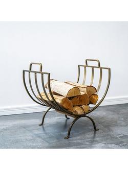 Ivyline Linear Log Basket, Brass, Brass