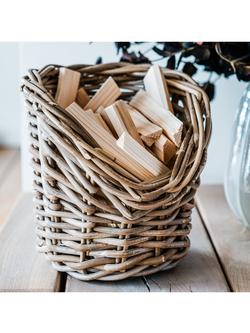 Ivyline Natural Wicker Kindling Basket, 24cm, Natural Wicker