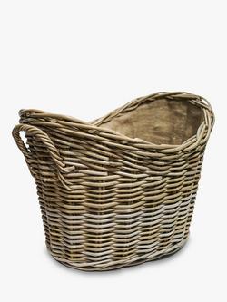 Ivyline Natural Wicker Oval Log Basket, Natural Wicker