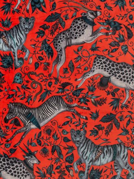 Clarke & Clarke Protea Velvet Furnishing Fabric, Coral