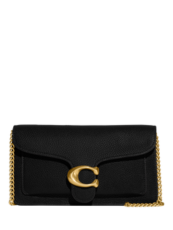 Coach Tabby Gold Chain Strap Leather Clutch Bag, Black