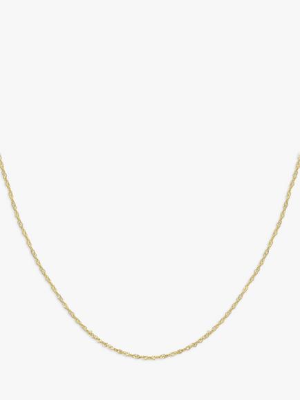 IBB 9ct Yellow Gold Short Hollow Twist Link Chain Necklace, Gold, Gold