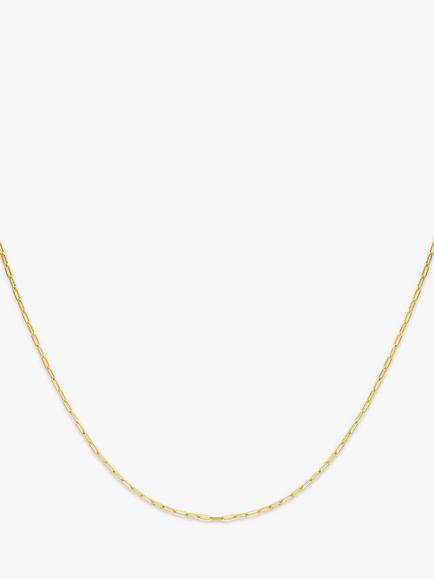 IBB 9ct Yellow Gold Short Paper Clip Link Chain Necklace, Gold, Gold