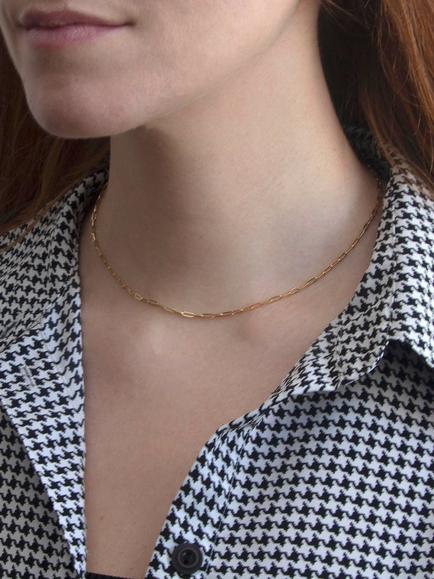 IBB 9ct Yellow Gold Short Paper Clip Link Chain Necklace, Gold - view 2, Gold