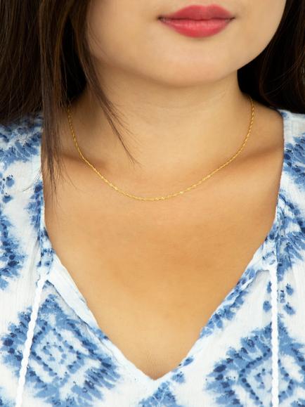 IBB 9ct Yellow Gold Short Twist Link Chain Necklace, Gold - view 2, Gold