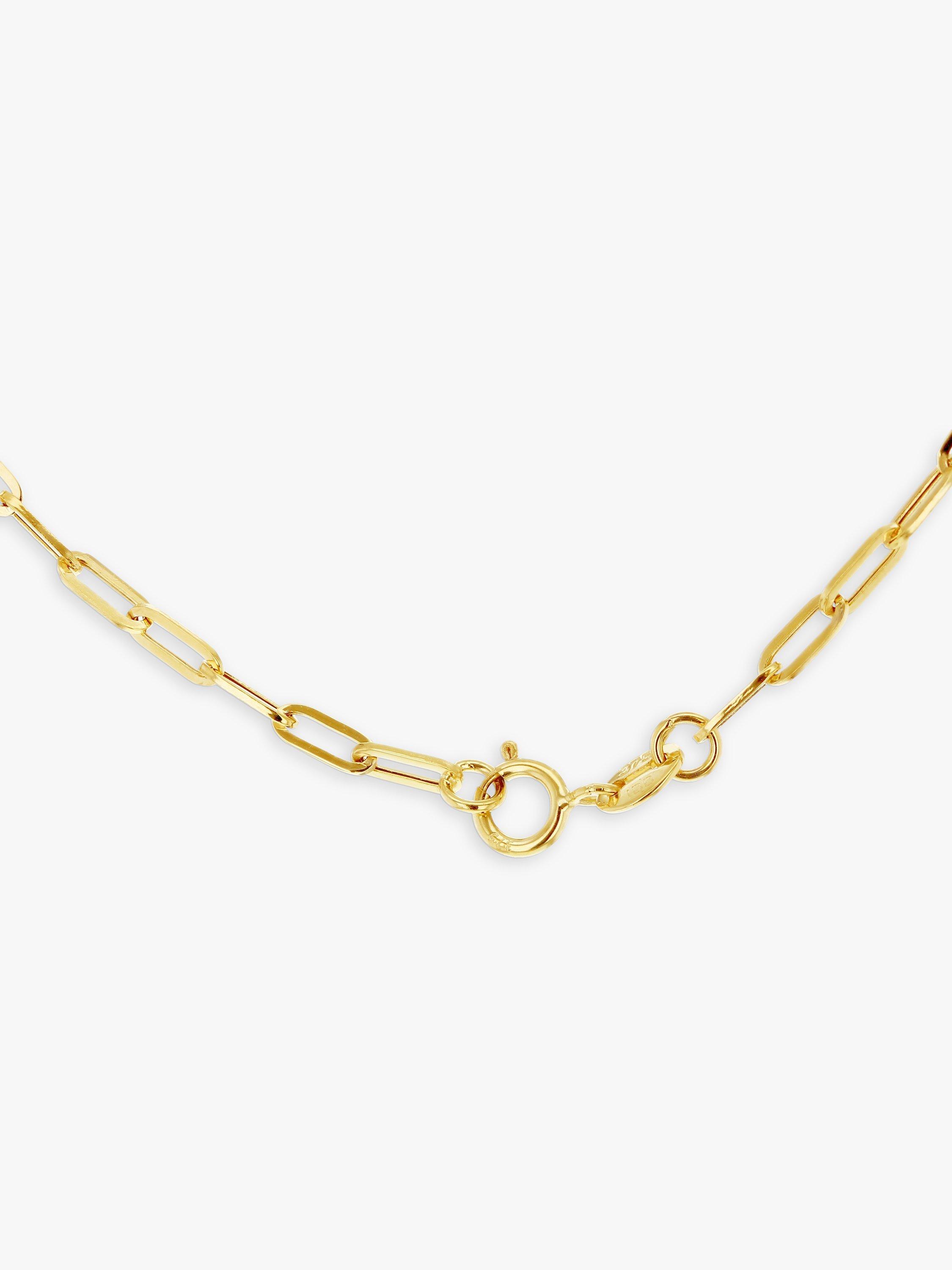 Product image 4 of 5, which shows IBB 9ct Yellow Gold Long Paper Clip Link Chain Necklace, Gold