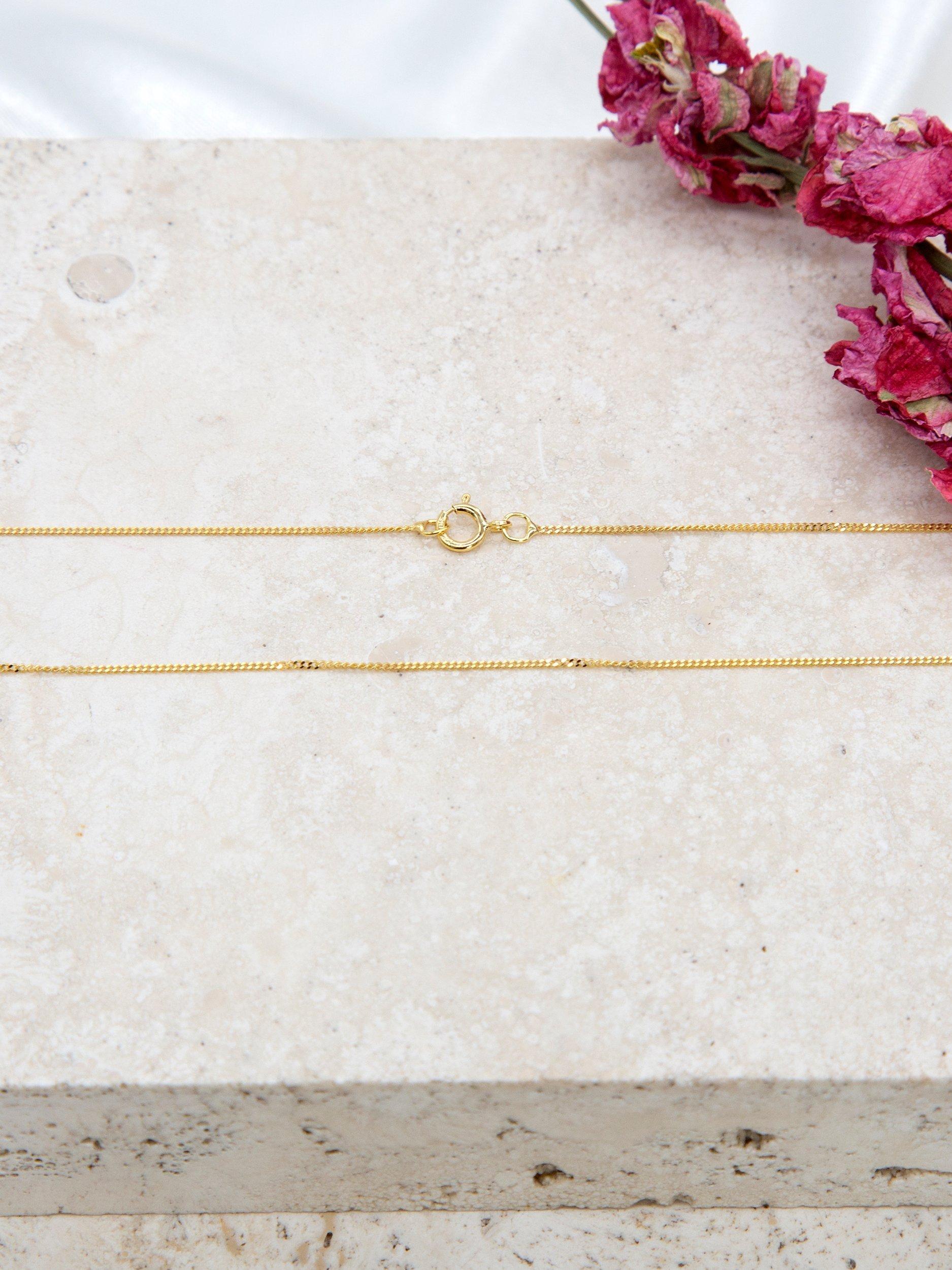 Product image 3 of 5, which shows IBB 9ct Yellow Gold Short Curb Link Chain Necklace, Gold