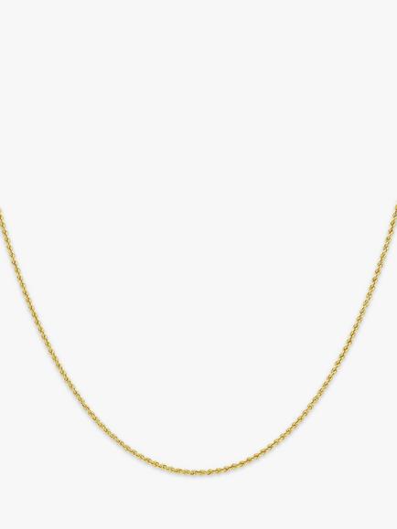 IBB 9ct Yellow Gold Hollow Short Rope Chain Necklace, Gold, Gold