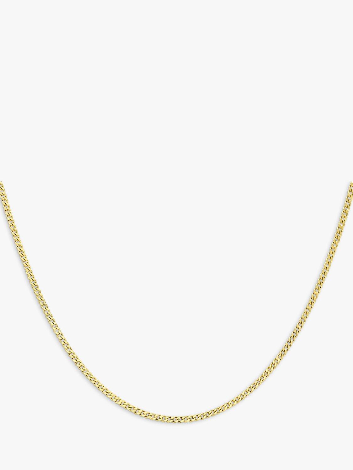 Product image 1 of 5, which shows IBB 9ct Yellow Gold Long Curb Link Chain Necklace, Gold