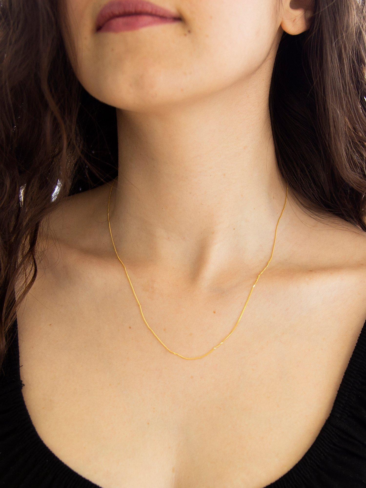 Product image 2 of 5, which shows IBB 9ct Yellow Gold Long Curb Link Chain Necklace, Gold