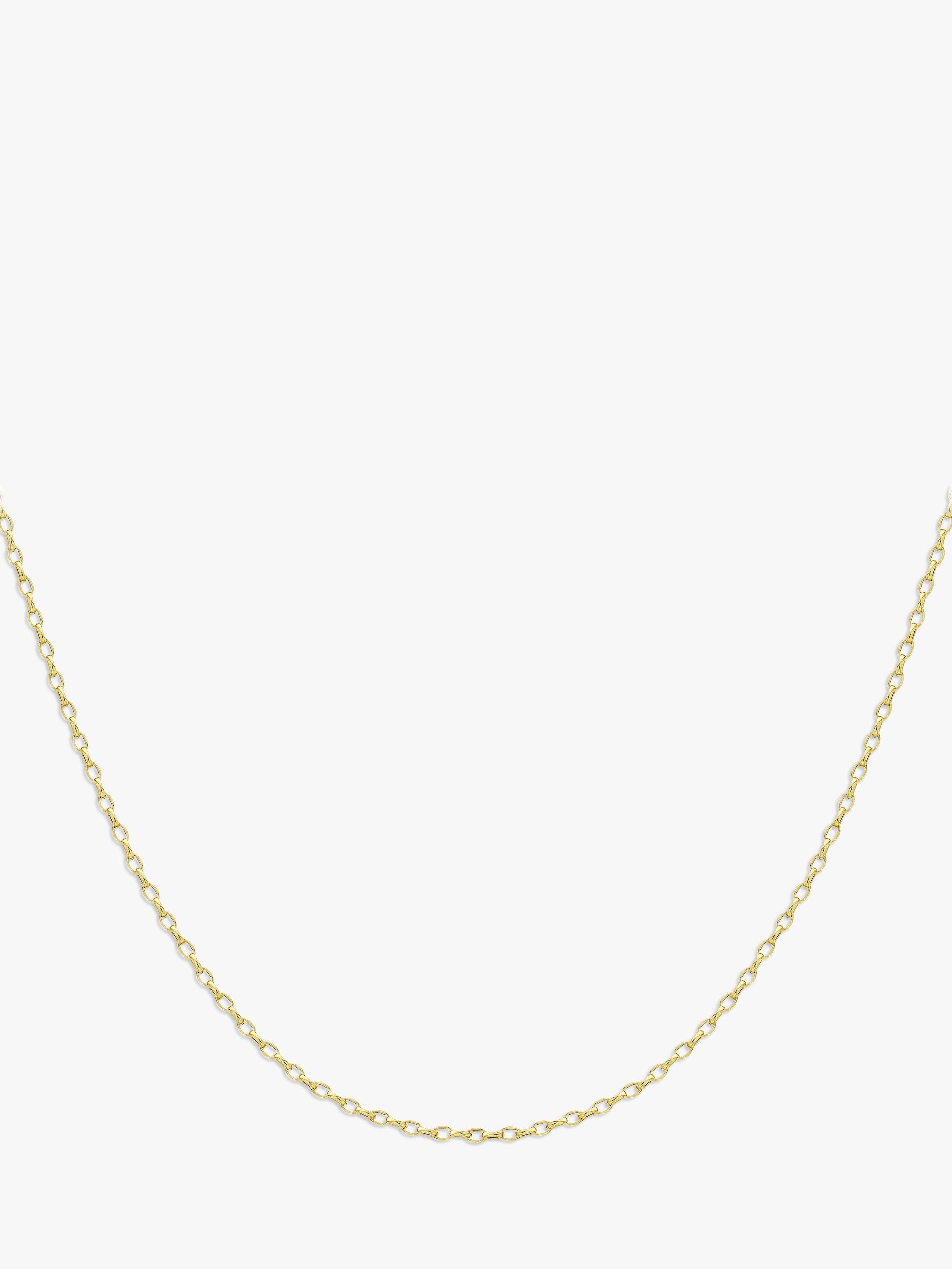 IBB 9ct Yellow Gold Long Hollow Oval Link Chain Necklace, Gold