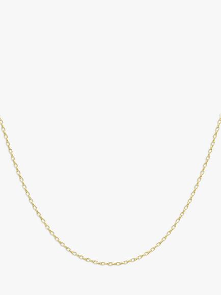 IBB 9ct Yellow Gold Long Hollow Oval Link Chain Necklace, Gold, Gold