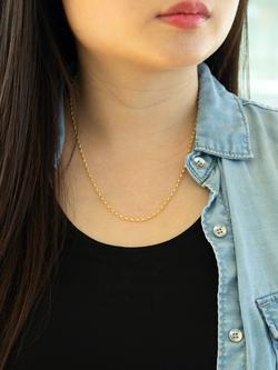 IBB 9ct Yellow Gold Long Hollow Oval Link Chain Necklace, Gold - view 2, Gold