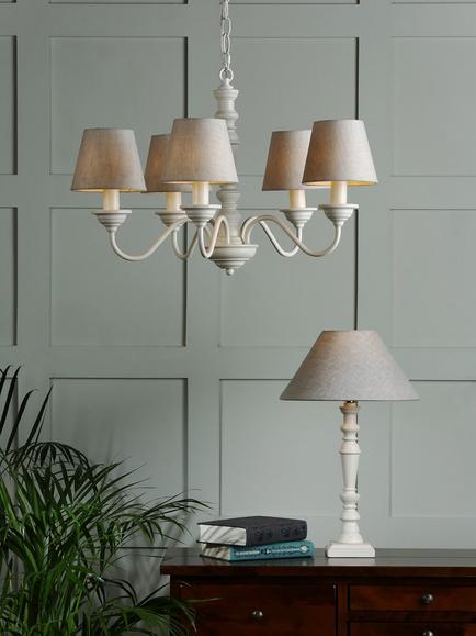 Laura Ashley Tate 5 Arm Ceiling Light, White, White