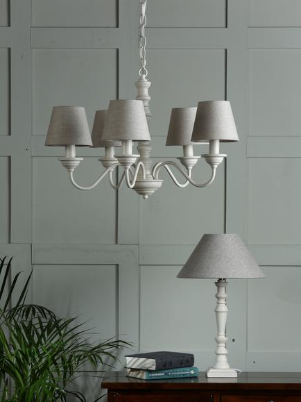 Laura Ashley Tate 5 Arm Ceiling Light, White - view 2, White