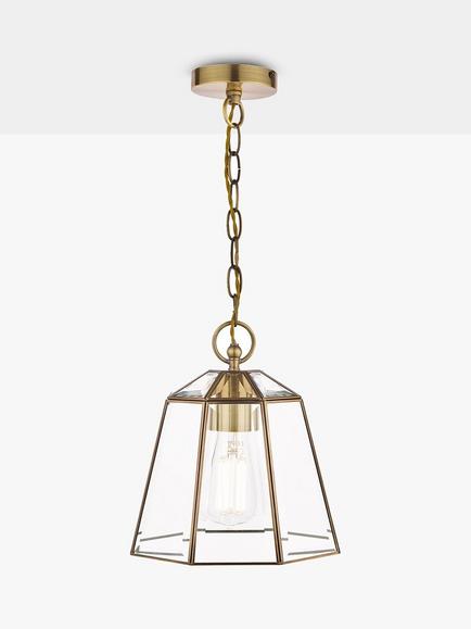 Laura Ashley Clayton Glass Ceiling Light, Antique Brass