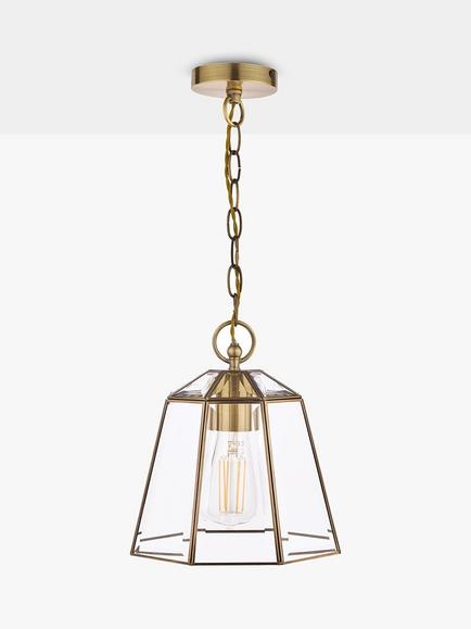 Laura Ashley Clayton Glass Ceiling Light - view 2, Antique Brass