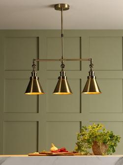 Laura Ashley Rufus 3 Pendant Bar Ceiling Light, Brass - view 2, Antique Brass