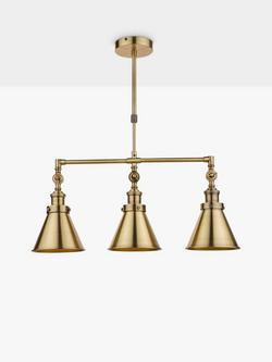 Laura Ashley Rufus 3 Pendant Bar Ceiling Light, Brass, Antique Brass