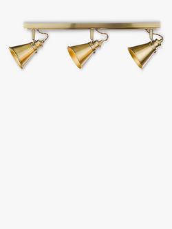 Laura Ashley Rufus 3 Spotlight Ceiling Bar, Brass, Brass