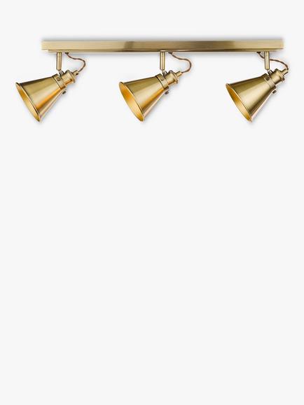 Laura Ashley Rufus 3 Spotlight Ceiling Bar, Brass, Brass