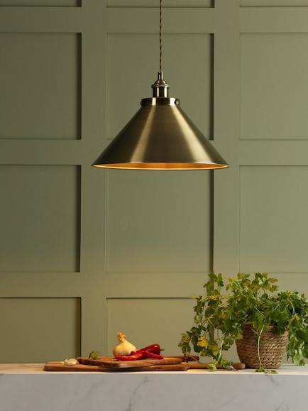 Laura Ashley Rufus Grande Ceiling Light, Brass, Brass