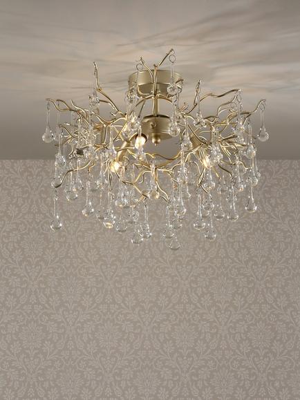 Laura Ashley Willow Crystal Semi-Flush Ceiling Light, Champagne - view 2, Champagne