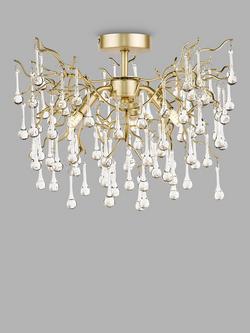 Laura Ashley Willow Crystal Semi-Flush Ceiling Light, Champagne, Champagne