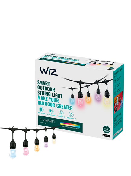 WiZ Smart LED White and Colour Outdoor Festoon Lights, Multi