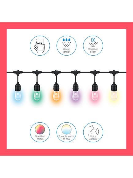 WiZ Smart LED White and Colour Outdoor Festoon Lights - view 2, Multi