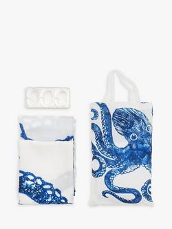 bliss Creatures Octopus Shower Curtain, Blue - view 2, White/Blue