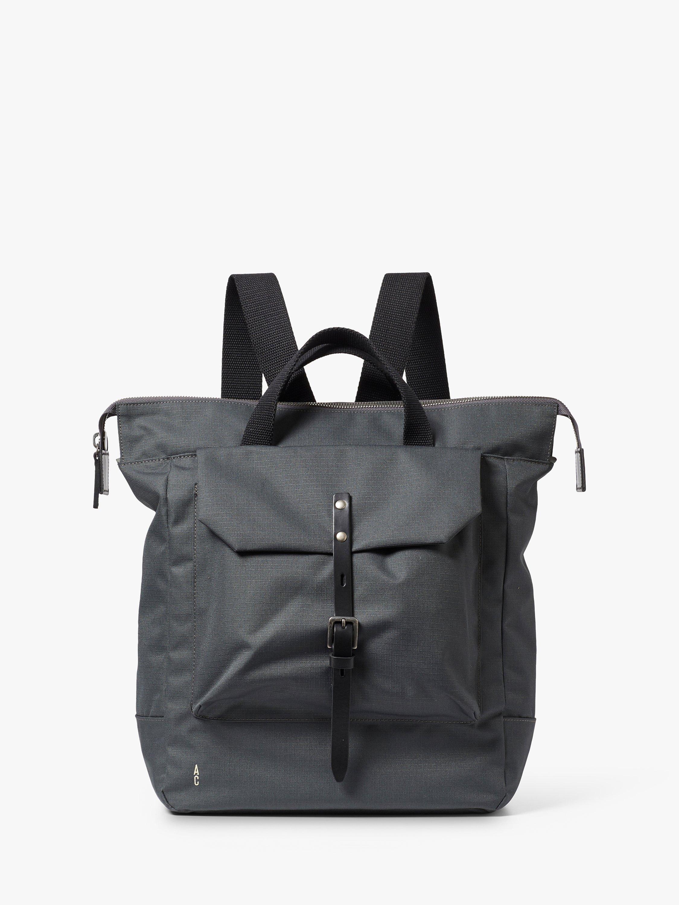 Ally Capellino Frances Waxed Cotton Backpack, Dark Grey