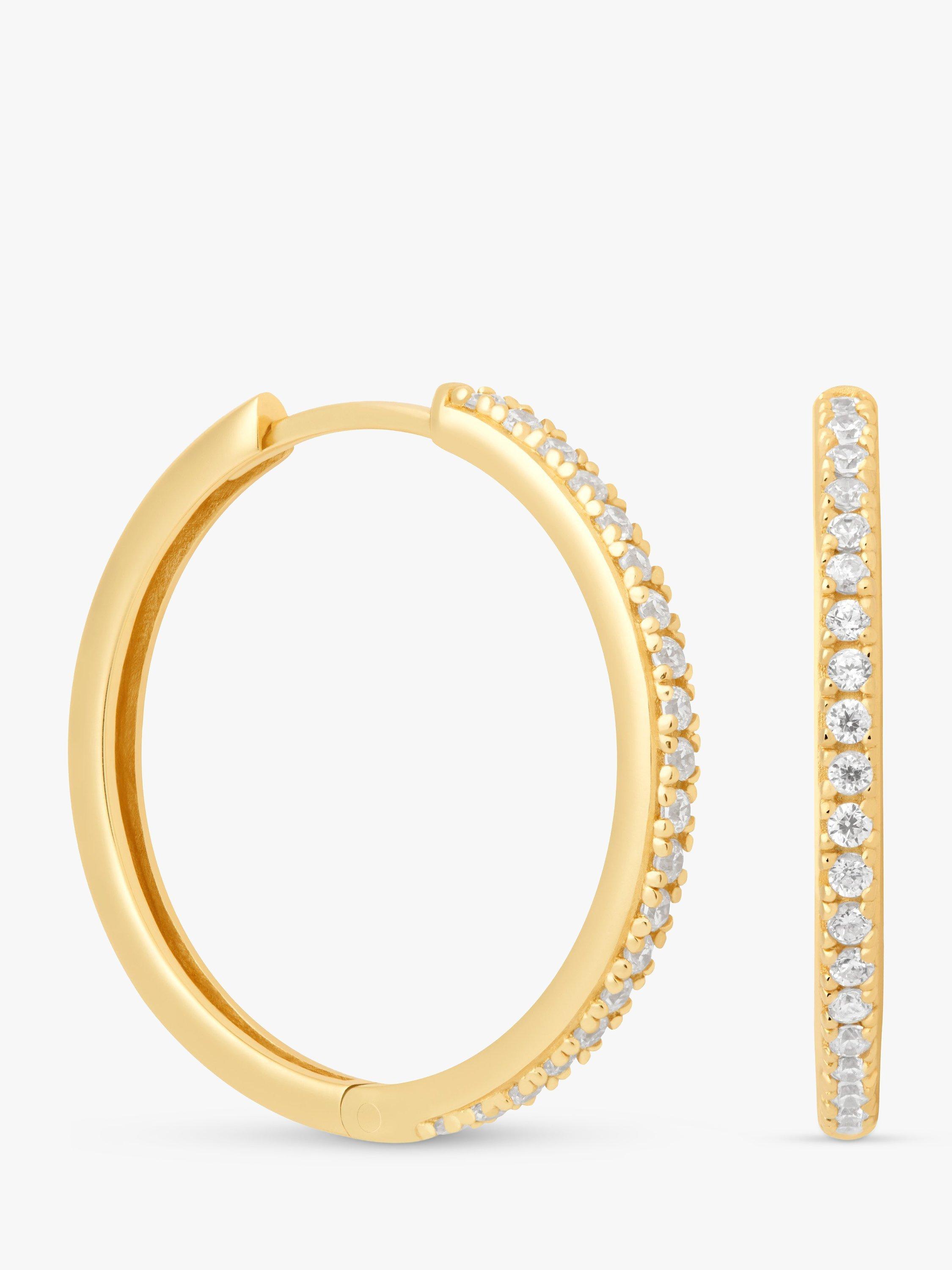 Product image 2 of 2, which shows Astrid & Miyu Crystal Large Hinge Hoop Earrings, Gold/Clear