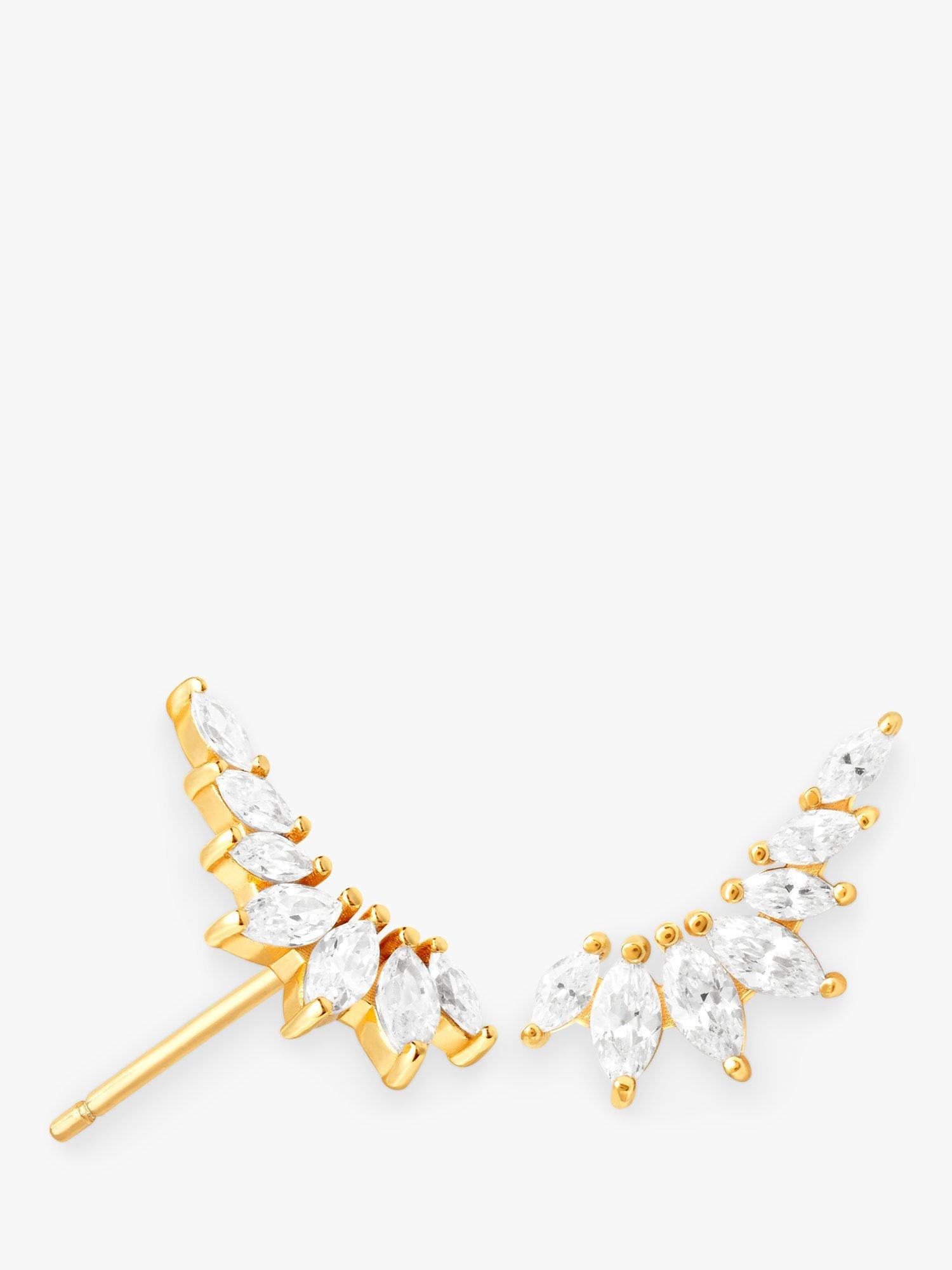 Astrid & Miyu Glimmer Navette Stud Earrings, Gold