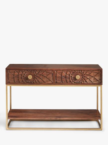 John Lewis Array Wood Console Table - view 2, Acacia