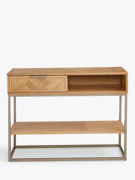 John Lewis Estate 1 Drawer Oak Wood Console Table, Natural - view 2, Natural