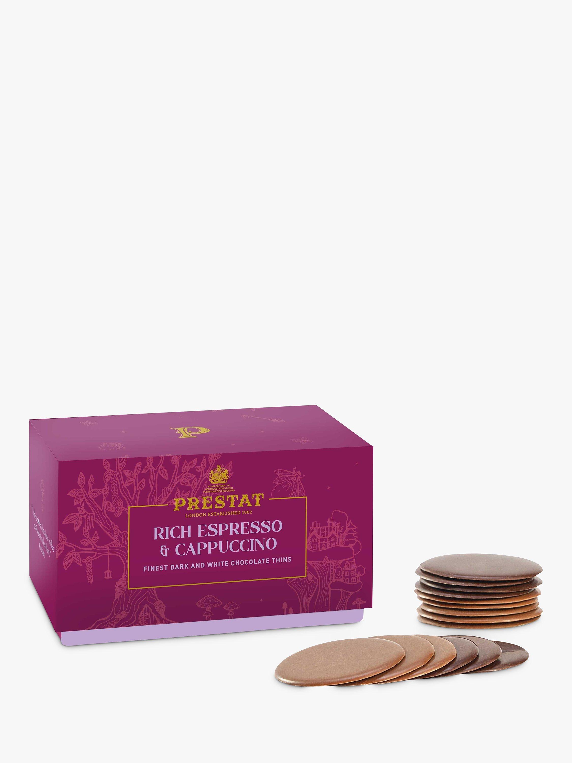 Prestat Rich Espresso & Cappuccino white and Dark Chocolate Thins, 200g
