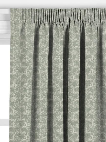 John Lewis Exley Leaf Made to Measure Curtains or Roman Blind, Dusty Green - view 2, Dusty Green