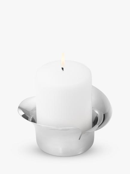 Georg Jensen Bloom Pillar Candle Holder, Silver, Silver