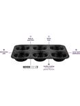 Eaziglide Aluminium Non-Stick Cupcake Tray, 6 Cup